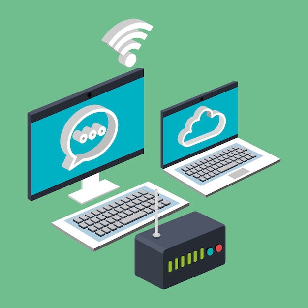 Máy tính máy tính xách tay wifi internet đám mây bộ định tuyến công nghệ kỹ thuật số