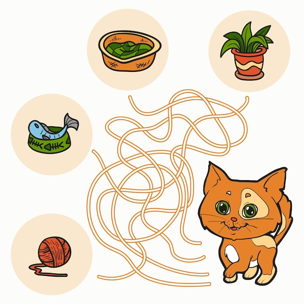 maze game for children ginger cat
