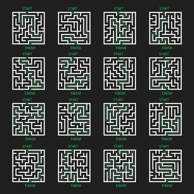 Maze Game Logo Labyrinth with Entry and Exit