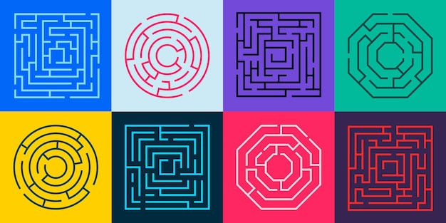 Maze path Round labyrinth riddle with wrong way and right way labyrinth puzzle with gate