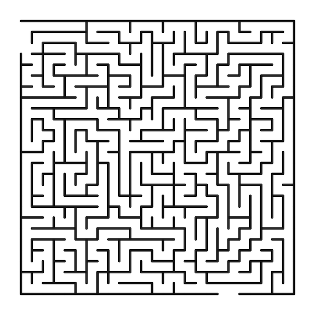 Maze shape design element There is one entrance and exit and one correct path but many paths lead to dead