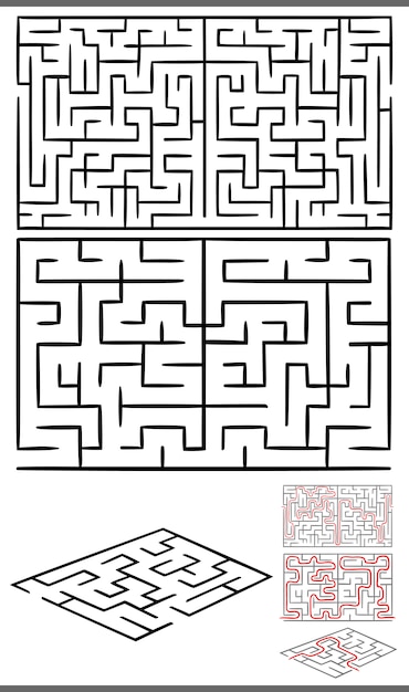 mazes or labyrinths diagrams set