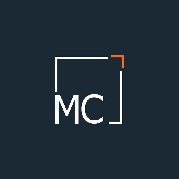 mc initial monogram logo with square style design