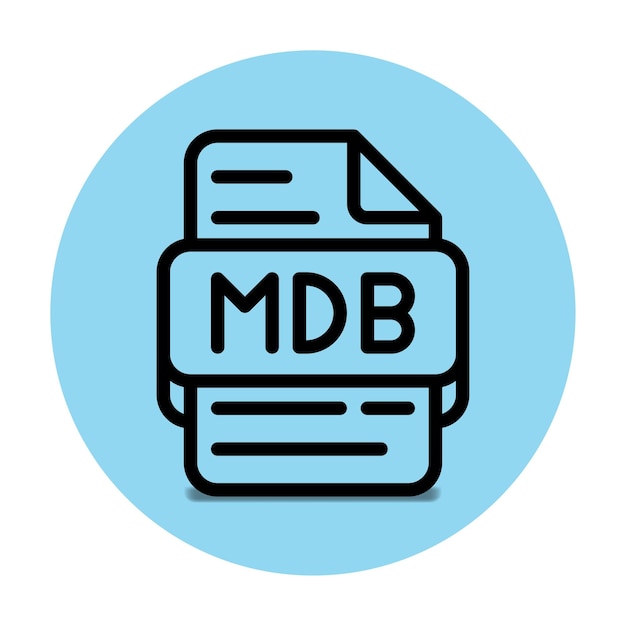 Mdb file type icon files and document format extension with an outline style design