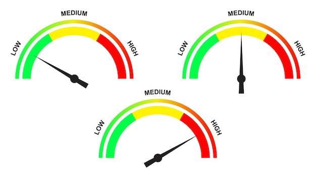 measuring gauge set with different level indicator isolated on white background