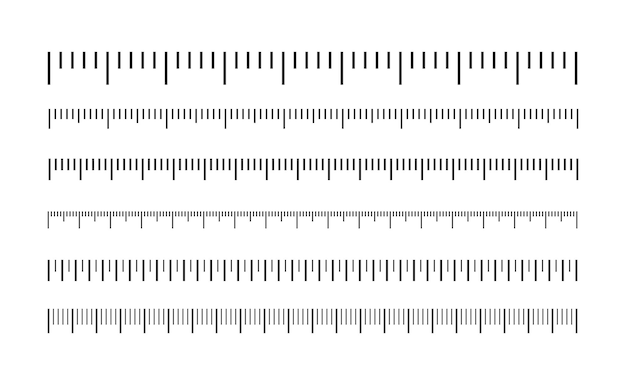 measuring scale markup for rulers inch black meter lines measure instrument vector illustration
