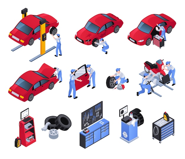 Mechanic compositions in isometric view