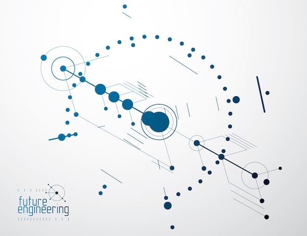 mechanical scheme, vector engineering drawing with circles and geometric parts of mechanism. technical plan can be used in web design and as wallpaper or background.