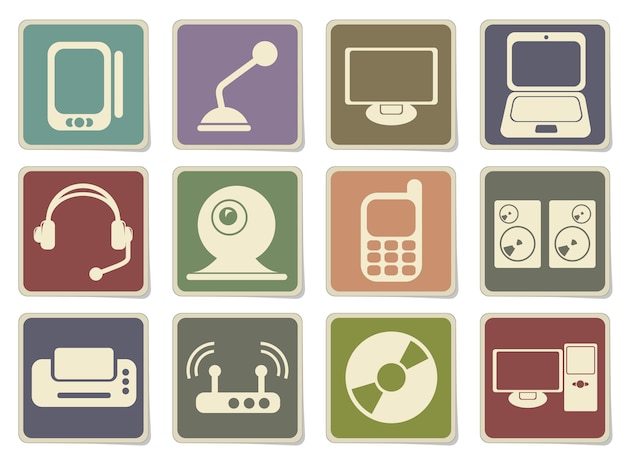 media icons on cardboard labels