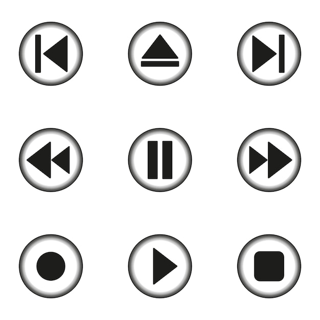 Media player button icons Multimedia control symbols Vector illustration EPS 10