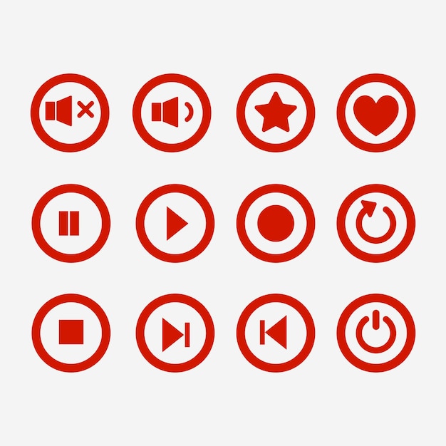 media player buttons set