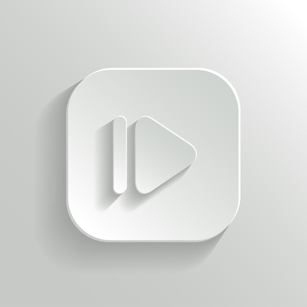 Media player icon vector white app button
