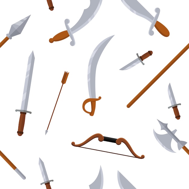medieval weapon seamless pattern background wallpaper vector illustration