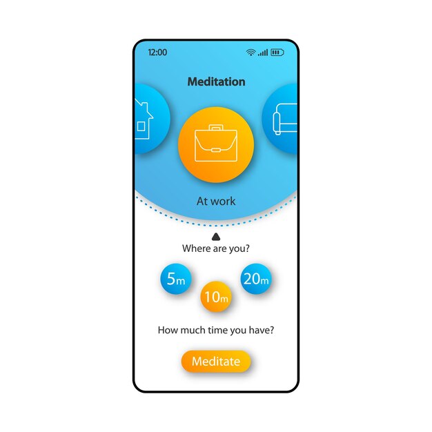 meditation time smartphone interface vector template