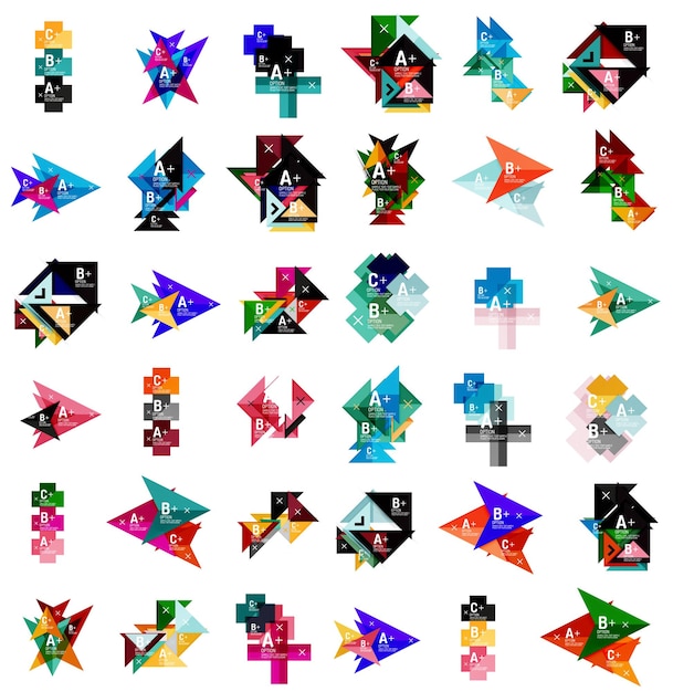 Mega set of geometric web option box banners