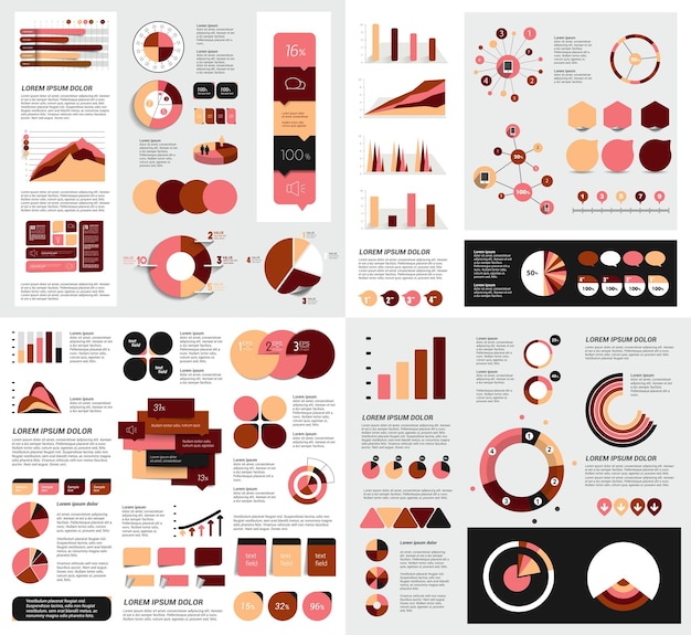 mega set of infographics elements charts graphs circle charts diagrams speech bubbles.