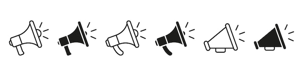 megaphone icon set loudspeaker vector sign shout announcement isolated on white background