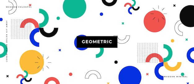 Memphis geometric background with abstract shapes