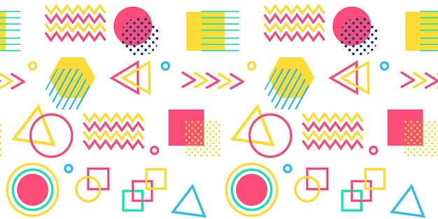 memphis seamless pattern 80s 90s styles on background trendy memphis style colorful geometric