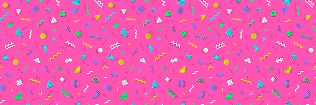 Memphis seamless pattern pink color