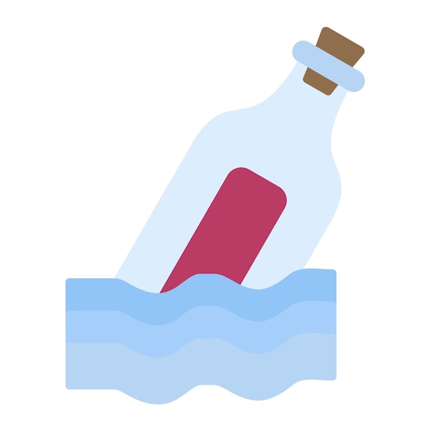 Message in a Bottle Flat Illustration