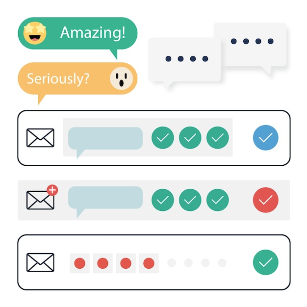 Messaging App Interface with Conversation Bubbles and Status Indicators