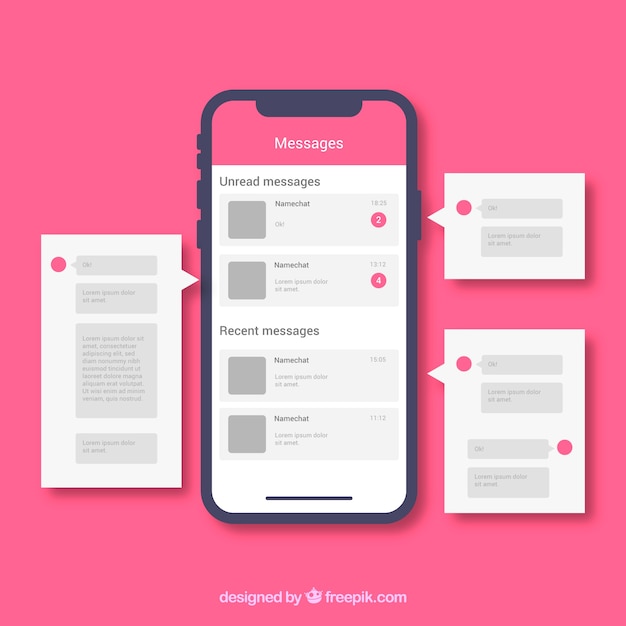 messenger application to chatting in flat style