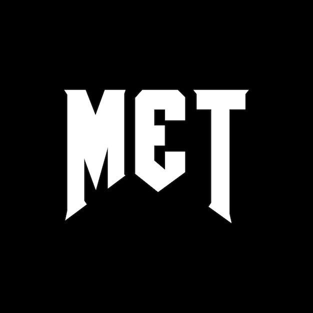 MET letter logo design for technology company MET logo design black and white color combination