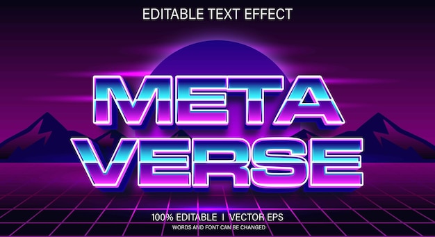 meta verse 3d vector text effect with modern style design