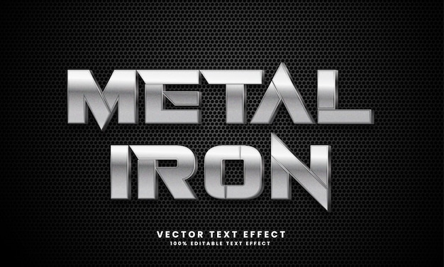 metal iron 3d vector editable text effect with background