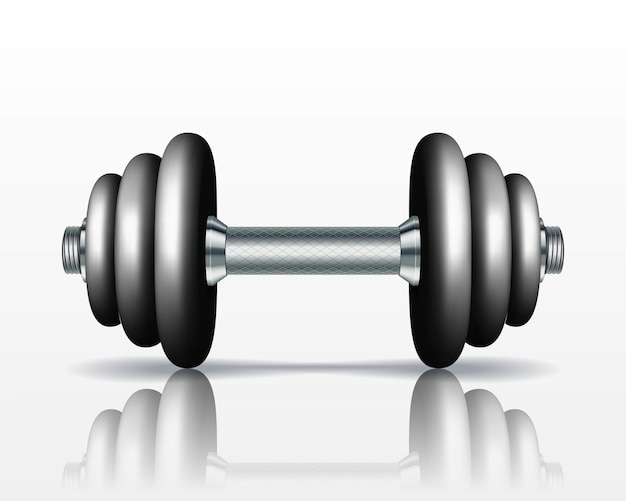 Metal realistic dumbbell  on white background. Realistic  illustration.