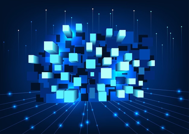 metaverse technology background square geometric shapes arranged together with supporting