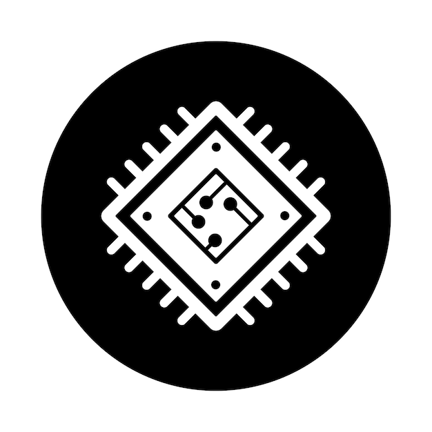 Microchip processor chip icon Black vector graphics