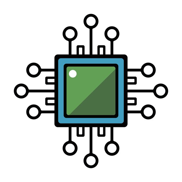 Microchip Processor Circuit Board Exploring Technology Electronics and Computer Hardware with Integrated Circuits and System Components in Detailed Vector Graphics