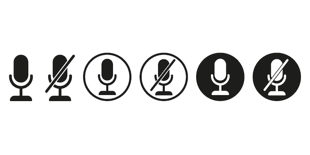 Microphone mute icon.  Mic, audio and sound mute glyph icon. Vector illustration isolated on white b
