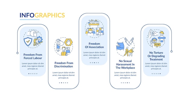 Migrant workers freedoms infographic template. Immigrant presentation design elements. 