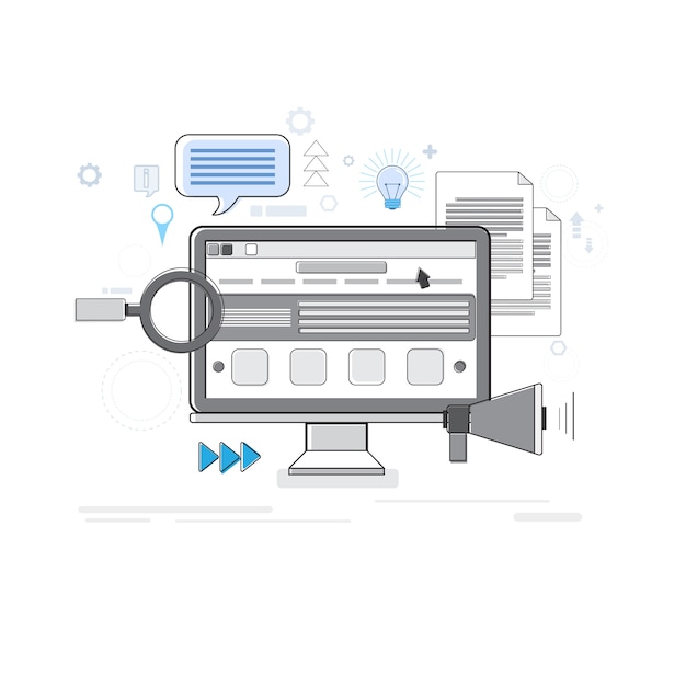 Minh họa Vector Kinh doanh Công nghệ Thông tin Nội dung Kỹ thuật số Tìm kiếm Web