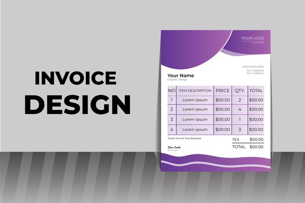 minimal new invoice template vector design