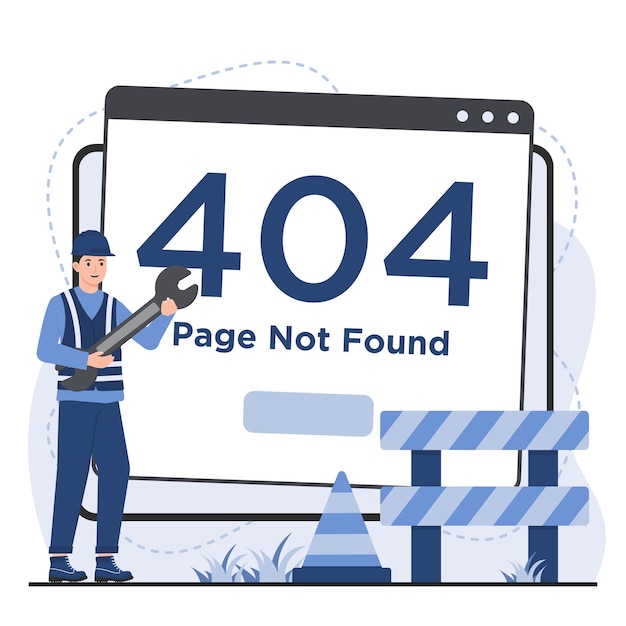 minimalist 404 page not found illustration for website maintenance or missing content