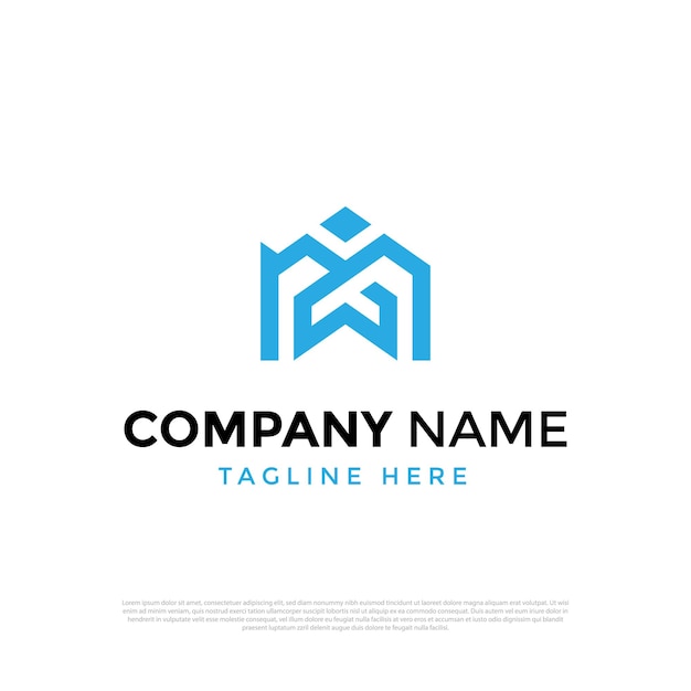 Minimalist letter M house logo vector design template