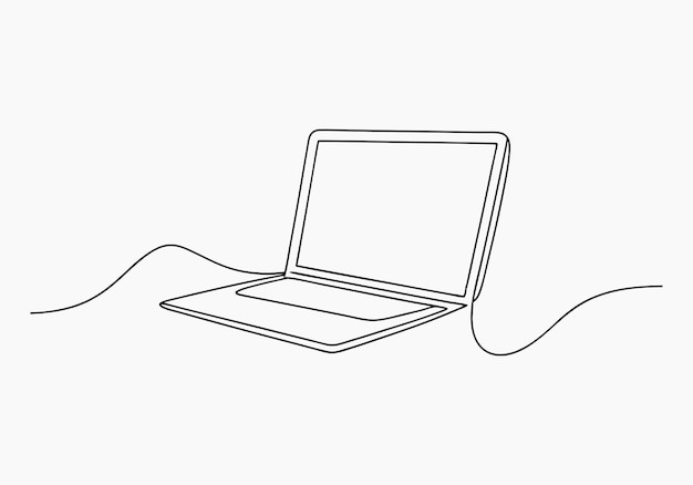 Minimalist Line Art Illustration of a Laptop