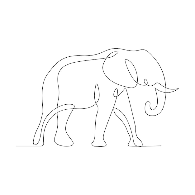 Minimalist Line Drawing of an Elephant