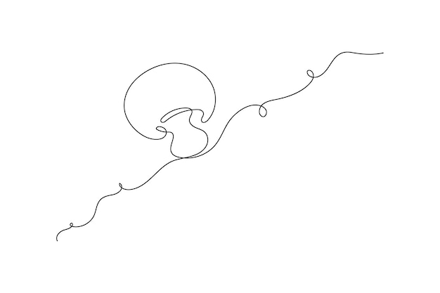 Minimalist One Line Mushroom Drawing Continuous Line Art Vector Illustration