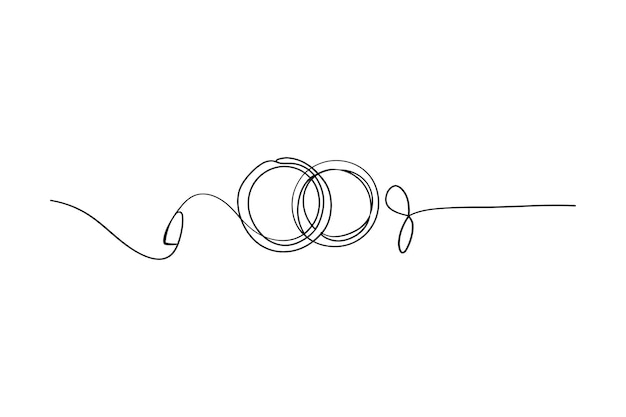 Minimalist OneLine Interlinked Circles Continuous Line Art Design Abstract Vector Illustration