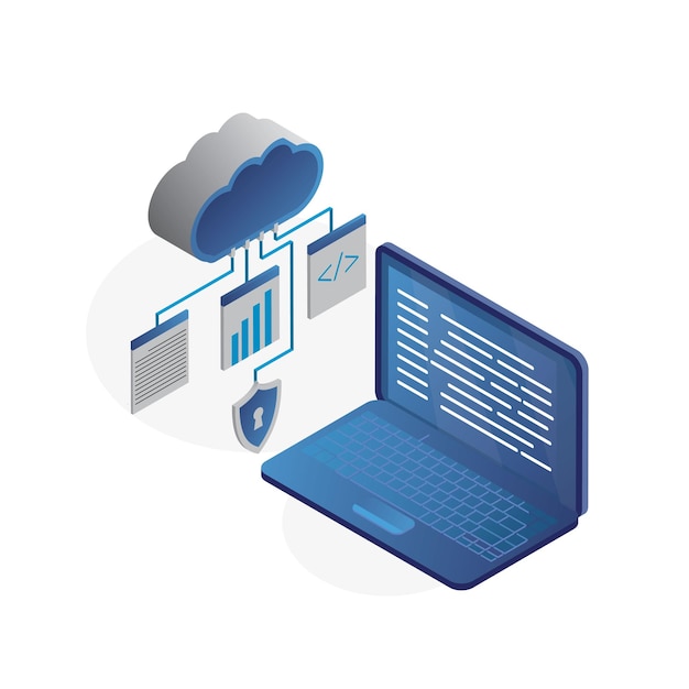 minimalistic design laptop isometric vector computer diagram curve letter holder