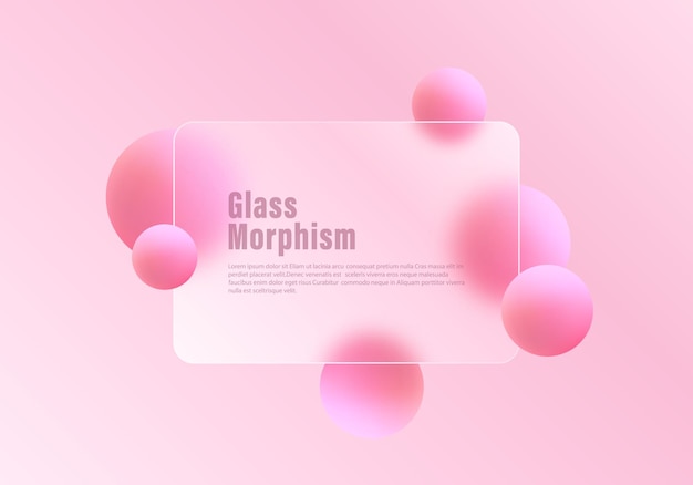 minimalistic illustration with soft gradient pink background spheres and translucent matte panel