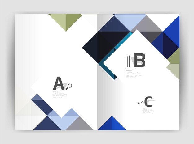 minimalistic square brochure or leaflet business template abstract background