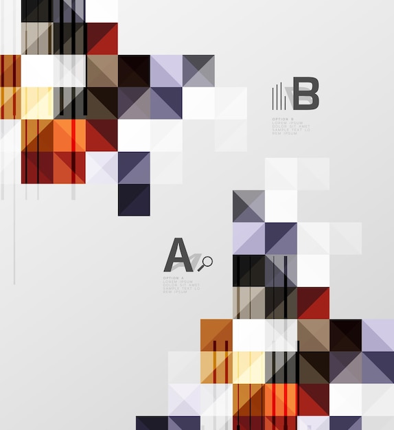 Minimalistic square shapes abstract background Vector template background for print workflow layout diagram number options or web design banner