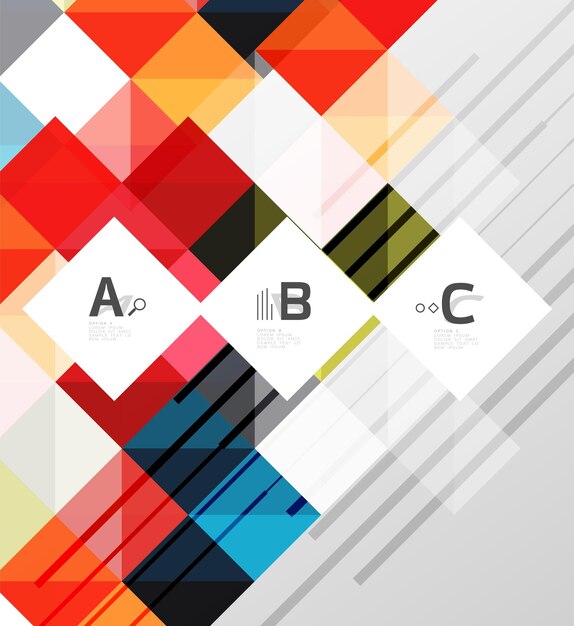 Minimalistic square shapes abstract background Vector template background for print workflow layout diagram number options or web design banner