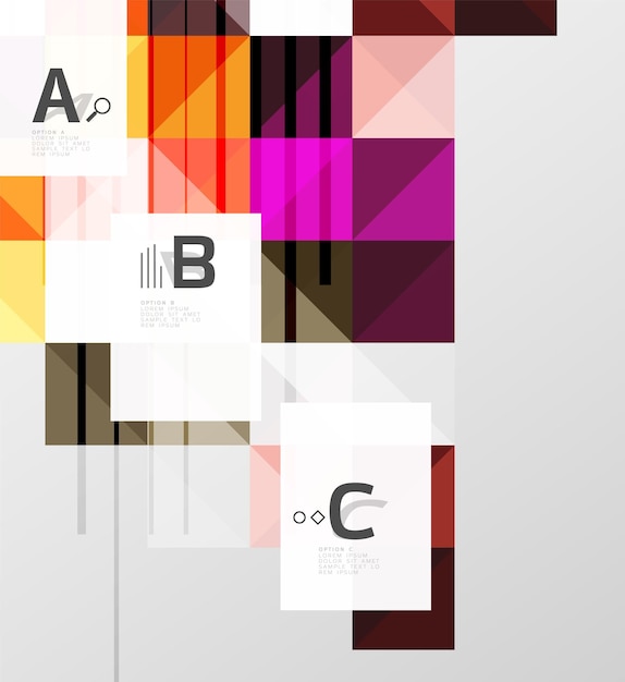 Minimalistic square shapes abstract background Vector template background for print workflow layout diagram number options or web design banner